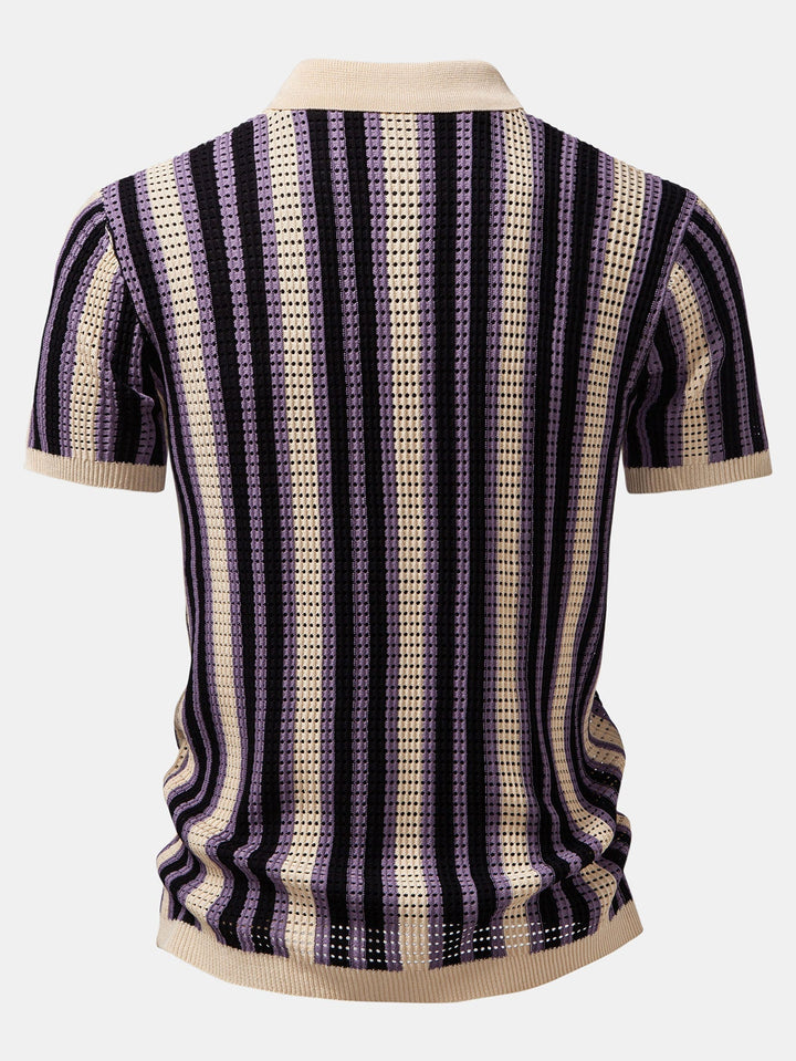 Dan | Striped Eyelet Crochet Shirt