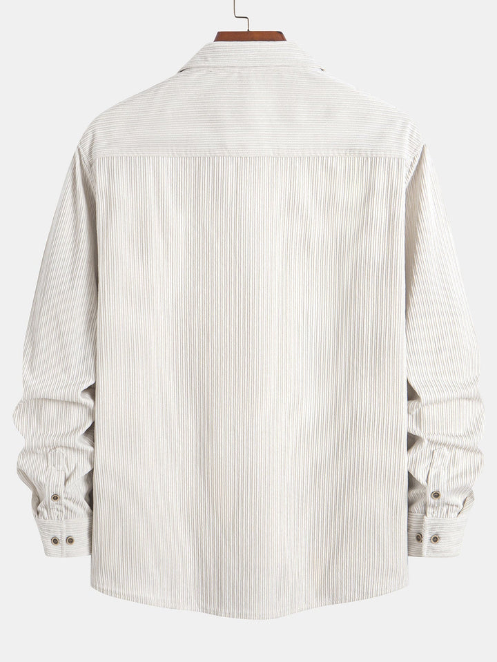 Ron | Long Sleeve Corduroy Shirt with Pocket and Buttons