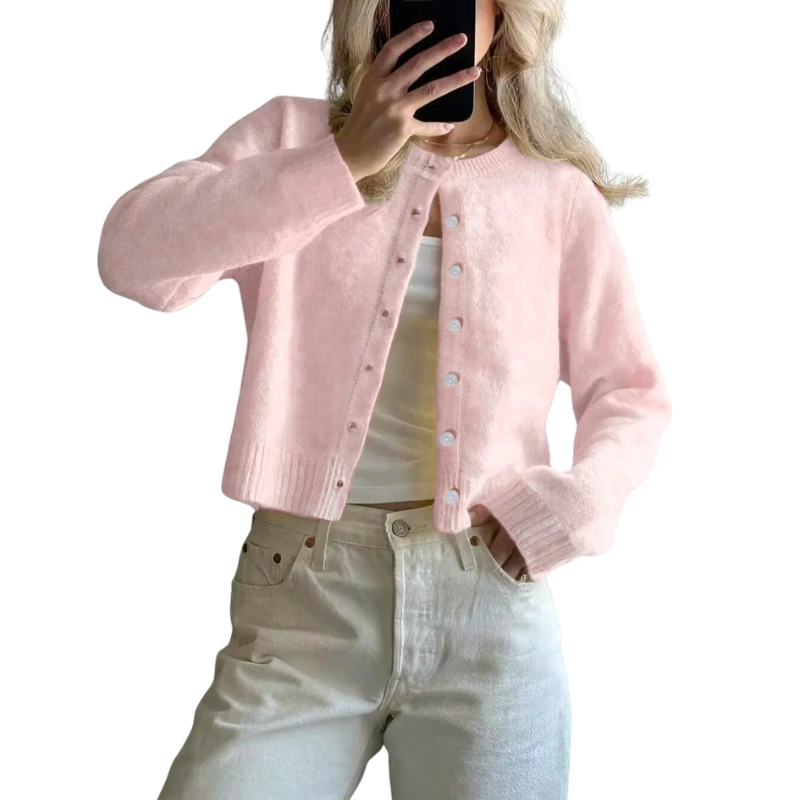 LEXA™ | Cosy Round Neck Buckle Cardigan
