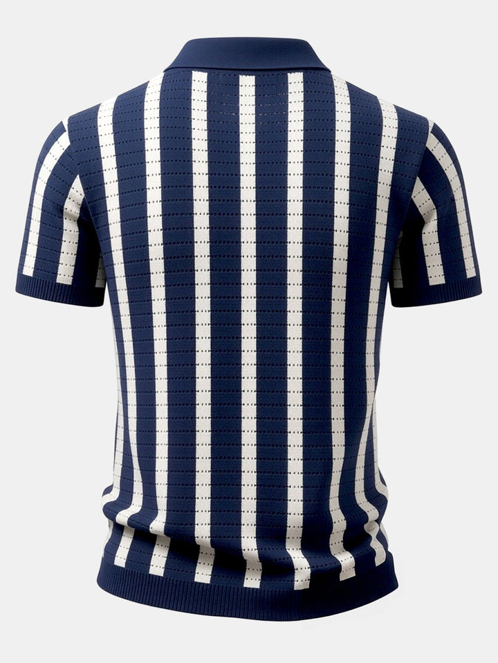 Aaron | Stripe Button Up Knit Shirt & Straight Leg Linen Pants