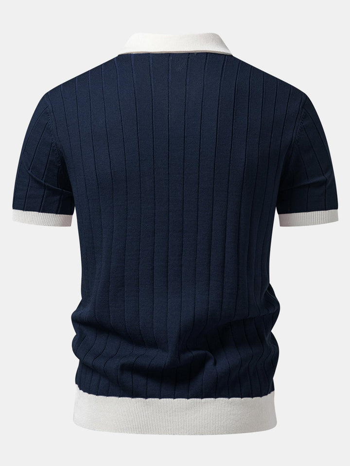 Ron | Contrast Trim Stripe Johnny Collar Polo & Slim Fit Tapered Trousers