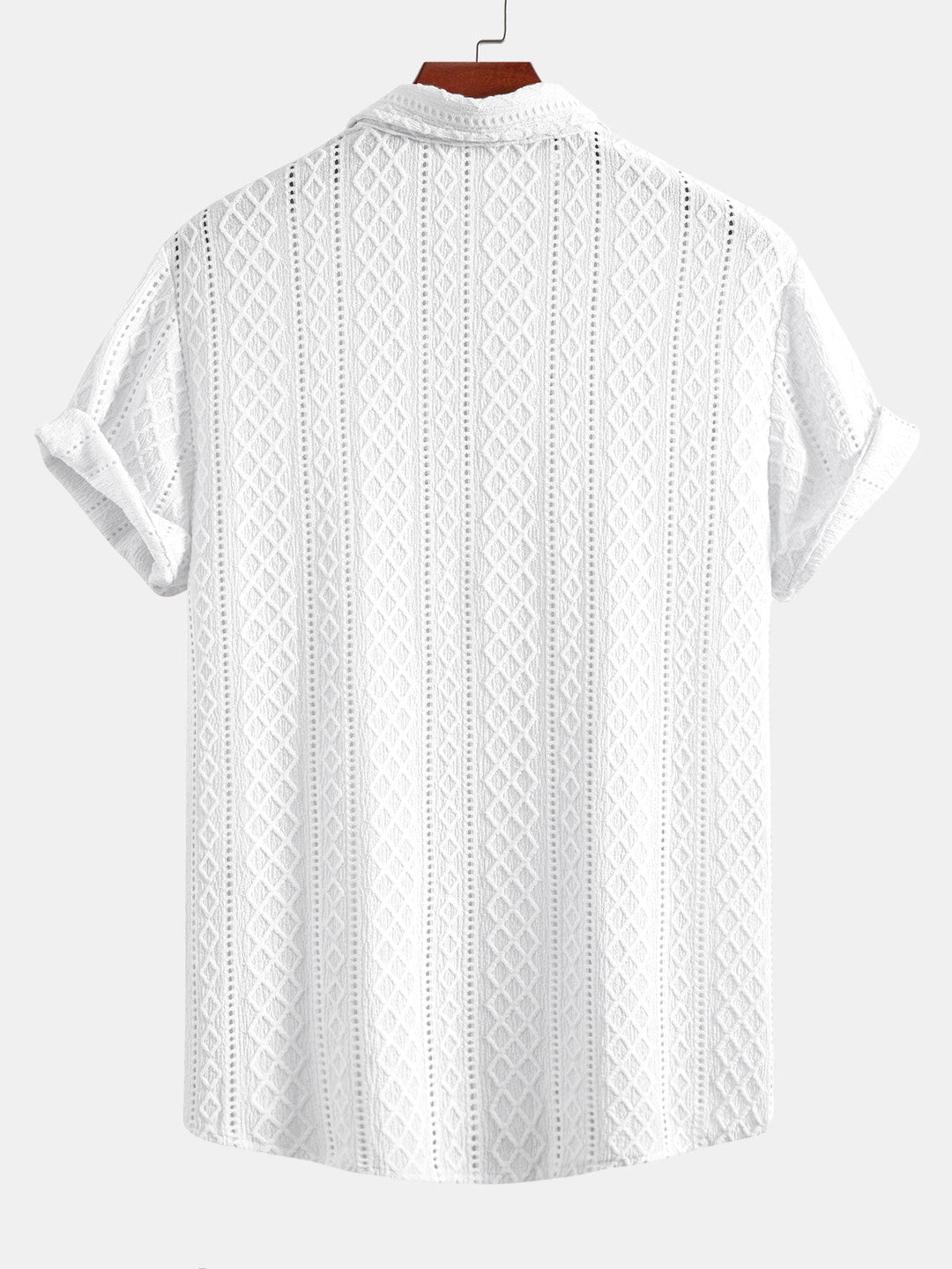 Matt | Geometry Rhombus Jacquard Button Up Shirt & Crinkle Textured Straight Leg Pants