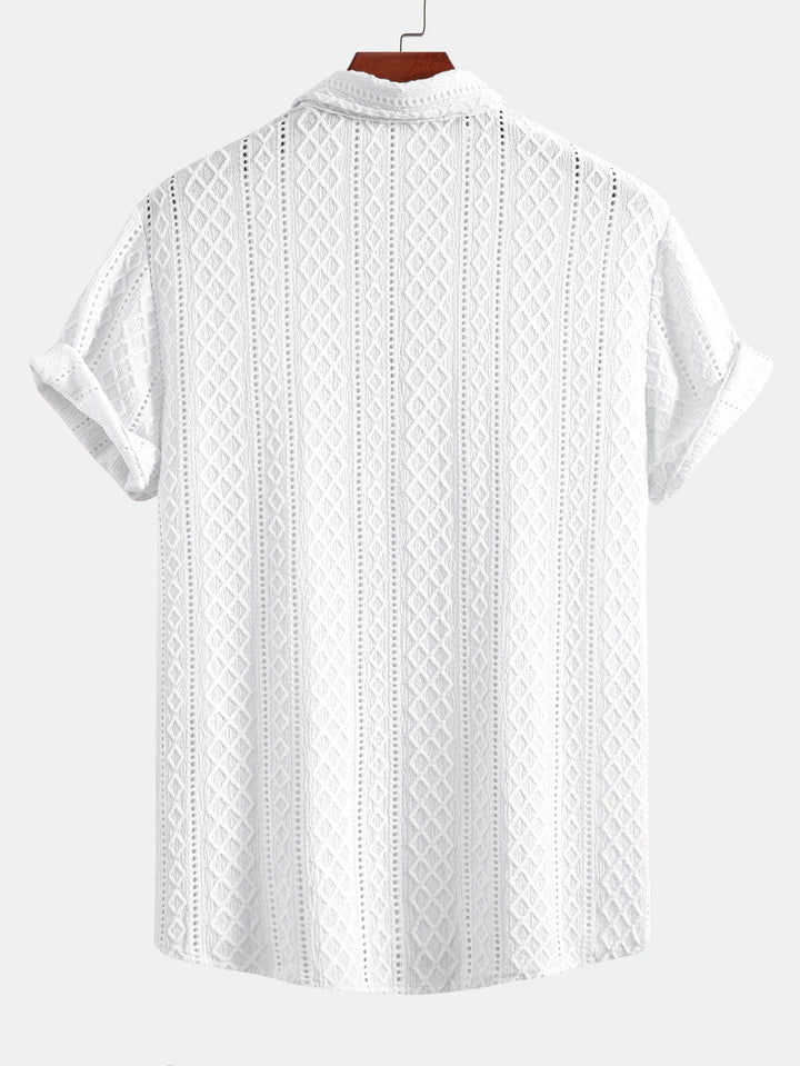 Matt | Geometry Rhombus Jacquard Button Up Shirt & Crinkle Textured Straight Leg Pants
