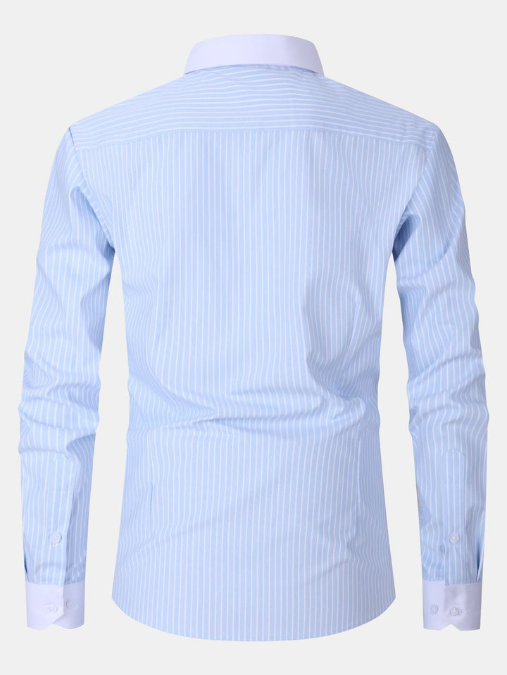 Saul | Contrast Collar Shirt with Stripes