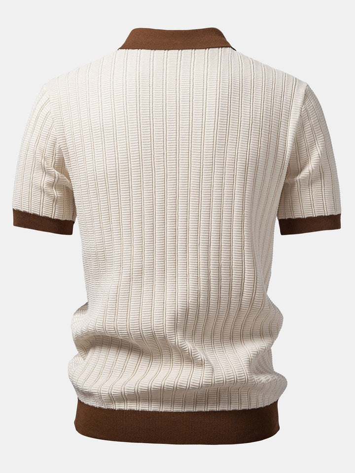 Alec | Contrast Textured Johnny Collar Polo & Slim Fit Tapered Trousers