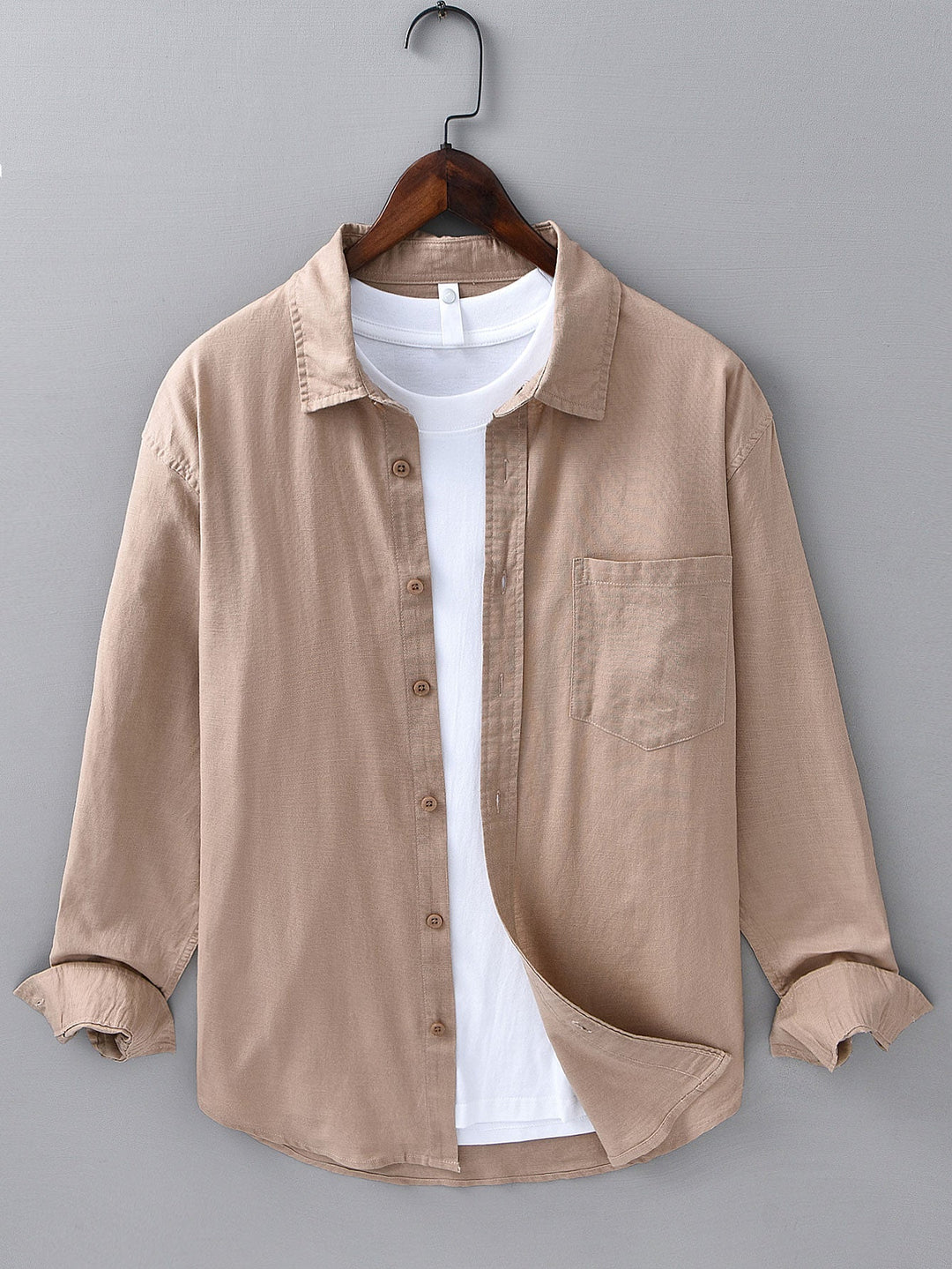 Alex | Long Sleeve Linen and Cotton Shirt with Pocket