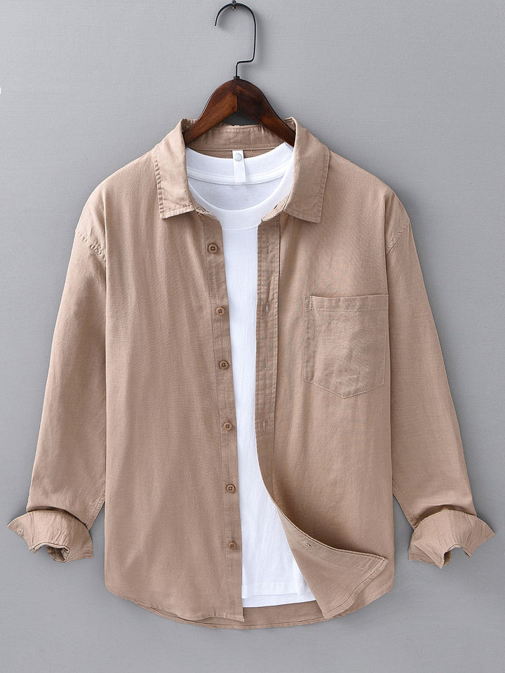 Alex | Long Sleeve Linen and Cotton Shirt with Pocket