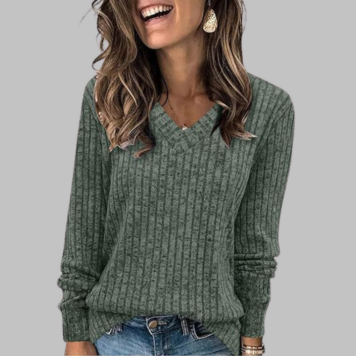 DERI™ | Comfy V-Neck Long Sleeve Top
