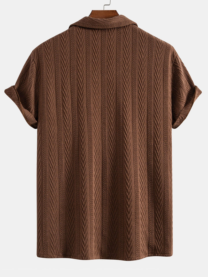 Donovan | Textuur Jacquard Cubaanse Shirt & Kreukel Textuur Rechte Pantalon
