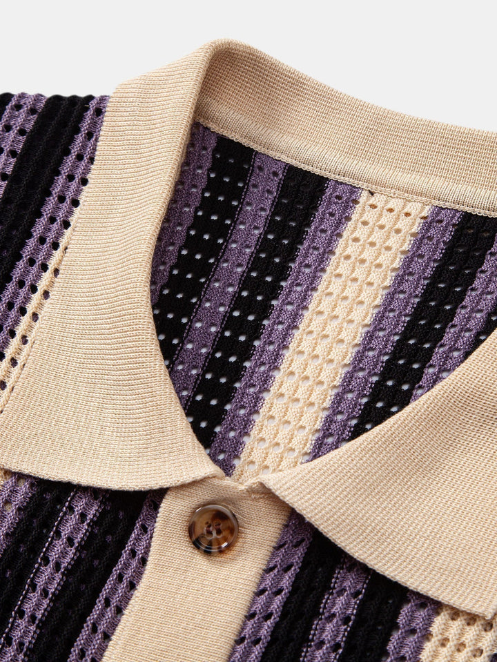 Dan | Striped Eyelet Crochet Shirt