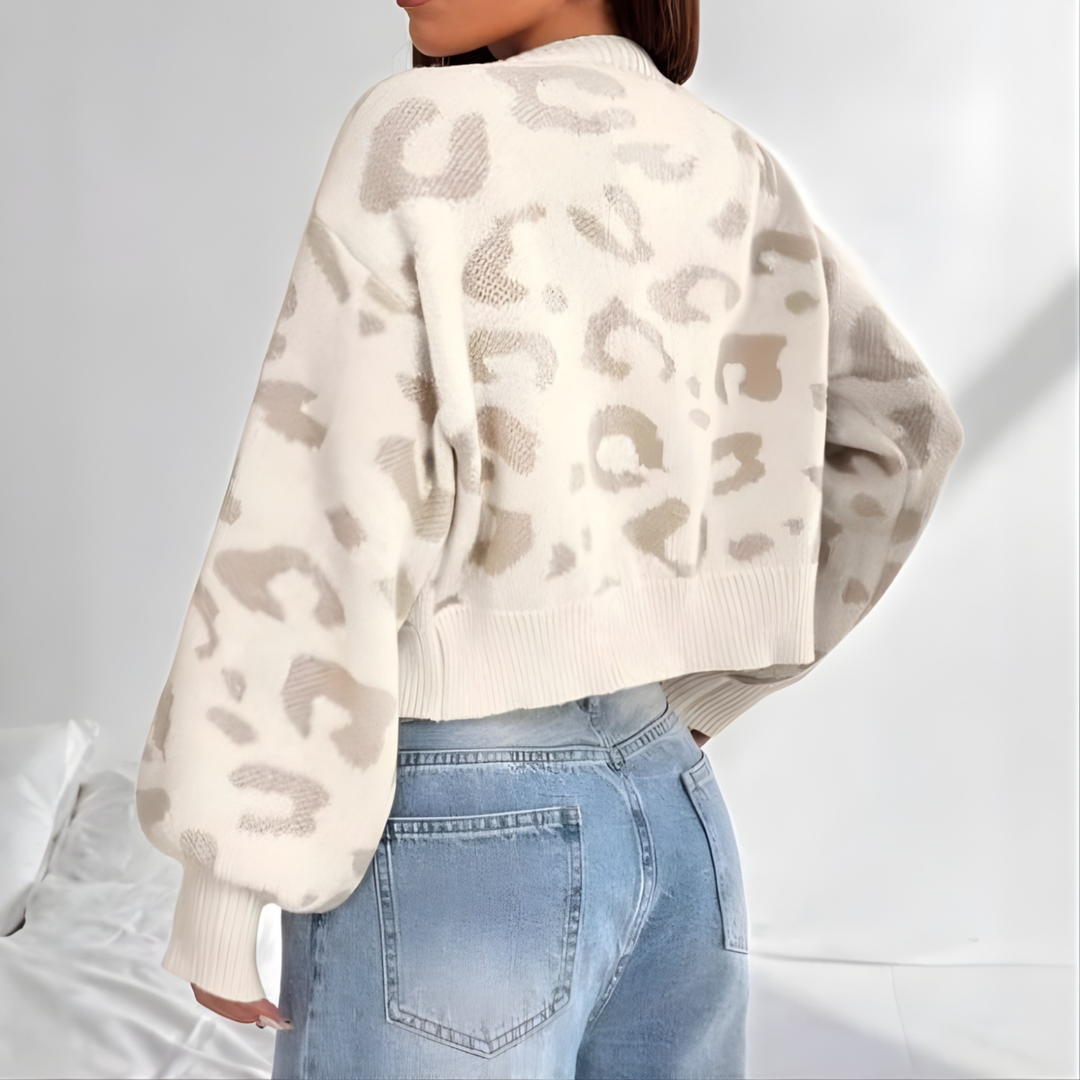 AVIA™ | Comfy Leopard Print Lantern Sleeve Cardigan