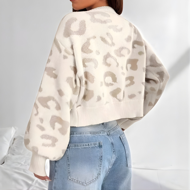 AVIA™ | Comfy Leopard Print Lantern Sleeve Cardigan