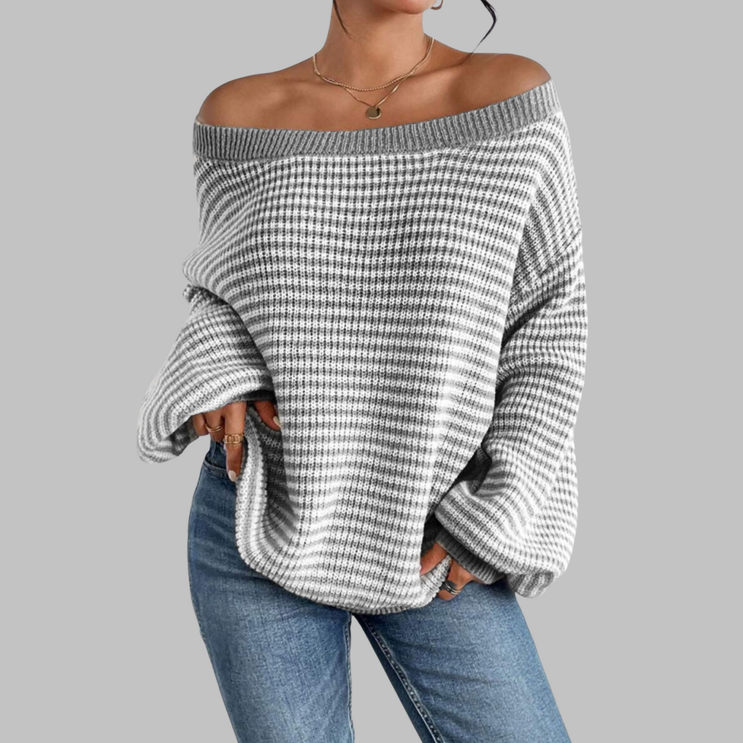 SURI™ | Casual Striped Drop Shoulder Long Sleeve Sweater