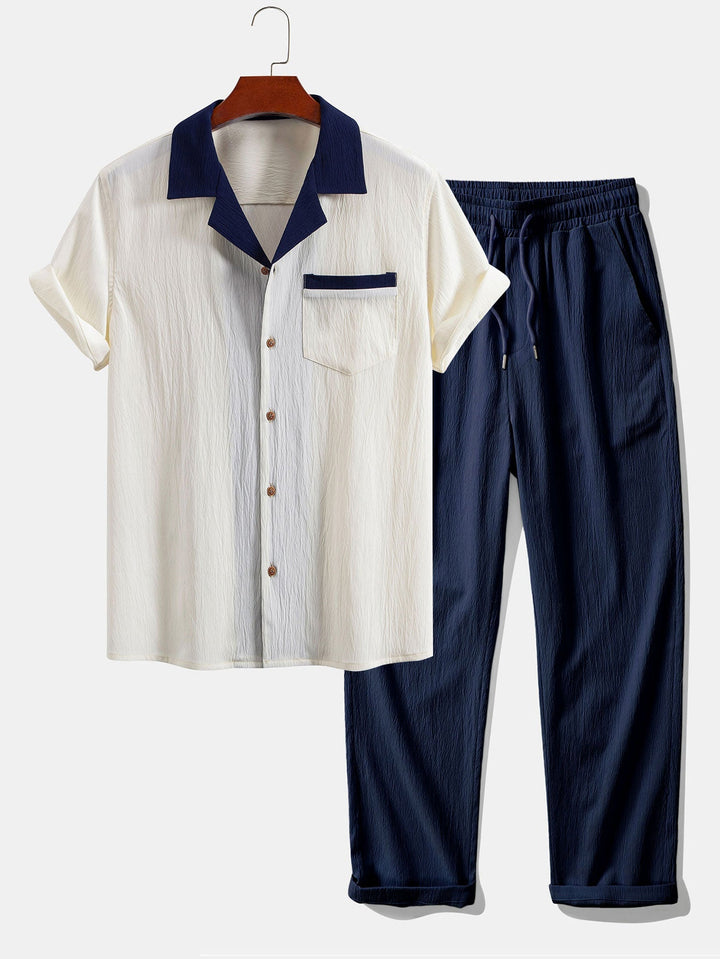 Lut | Textured Contrast Cuban Shirt & Straight Leg Pants