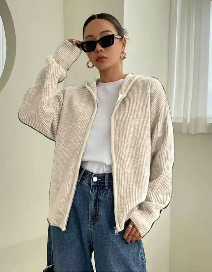 LARALI™ | Casual Zip-Up Hooded Long Sleeve Cardigan