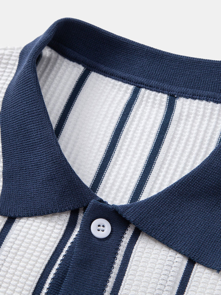 Sam | Striped Knit Button-Up Shirt