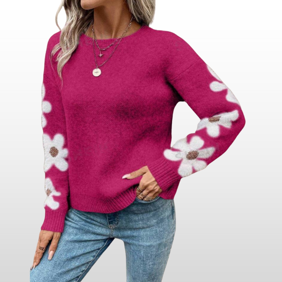 ZOEY™ | Round Neck Floral Pattern Sweater for Fall/Winter