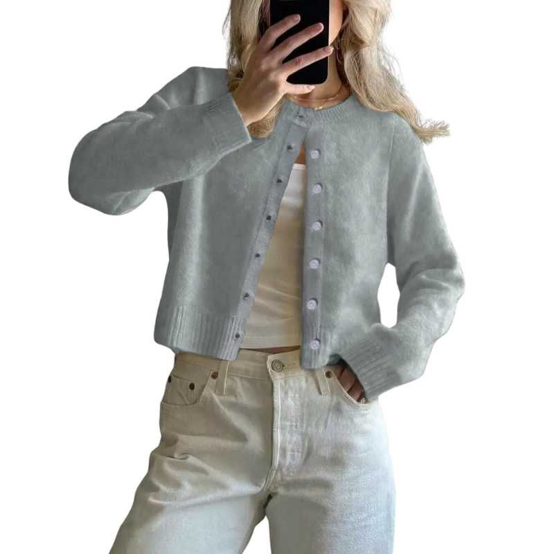 LEXA™ | Cosy Round Neck Buckle Cardigan