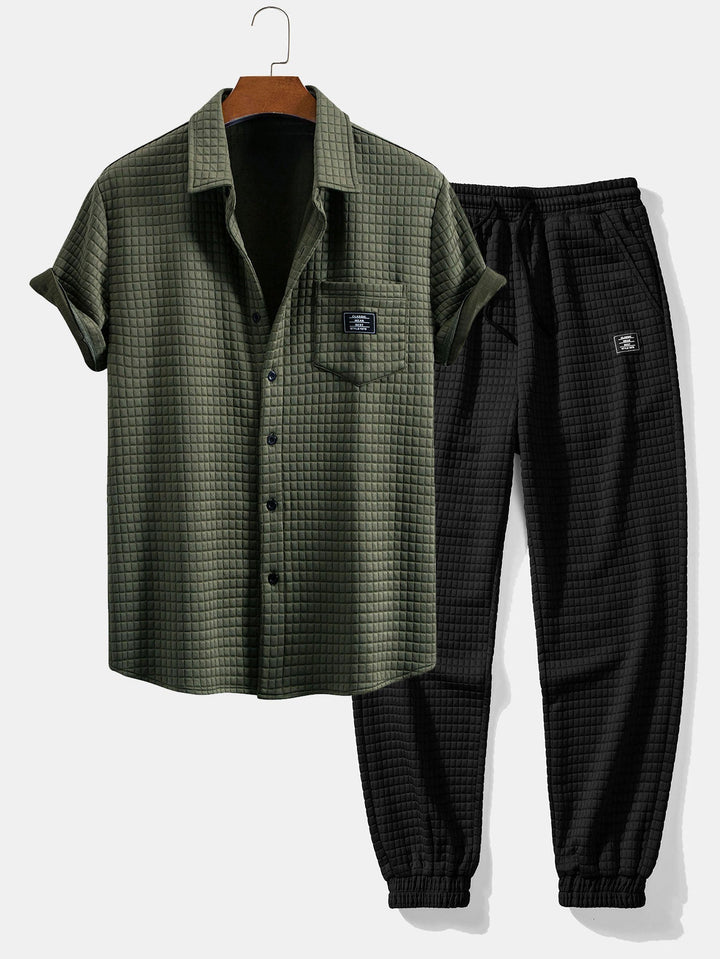 Ron | Korte Mouw Wafelshirt & Trekkoord Wafel Joggingbroek