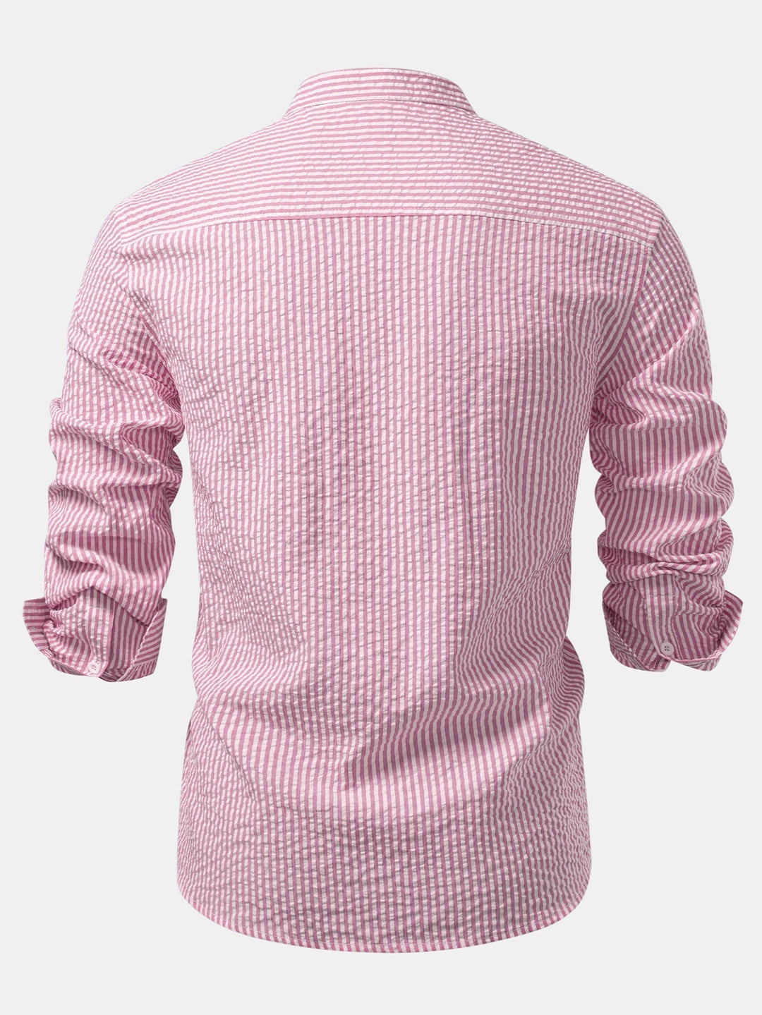 Anthony | Striped Seersucker Shirt with High Collar