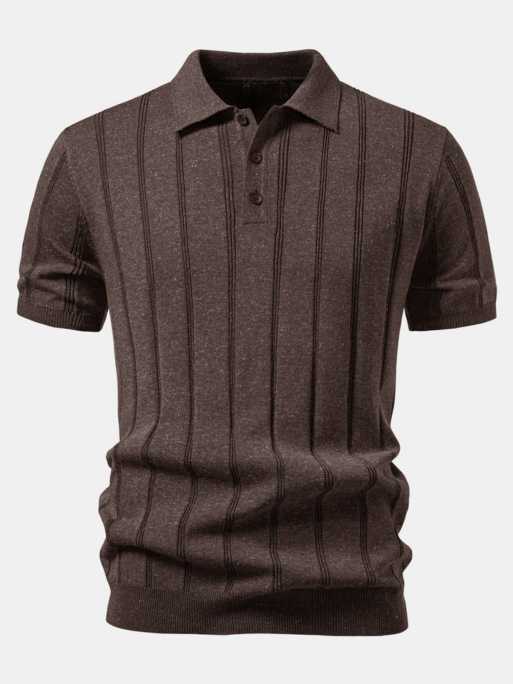 Caldwell | Linen Ribbed Knit Polo & Slim Fit Tapered Trousers