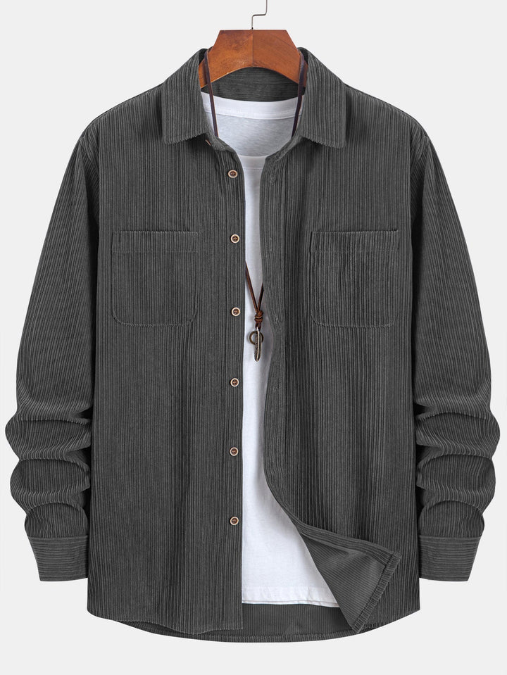 Ron | Long Sleeve Corduroy Shirt with Pocket and Buttons