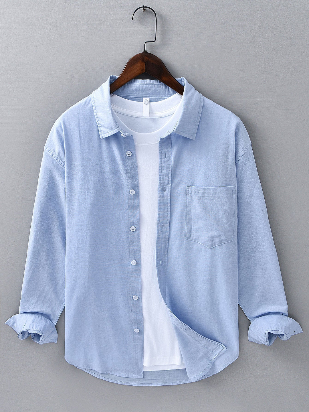 Alex | Long Sleeve Linen and Cotton Shirt with Pocket
