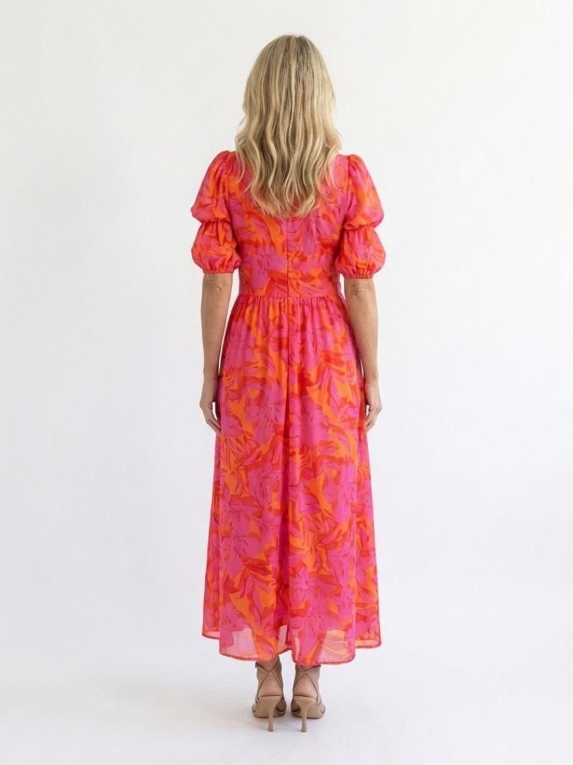 Lydia | Midi Dress with Puff Sleeves