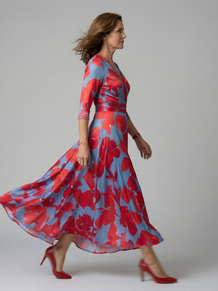 Celine | Midi Crossed Dress with Collar