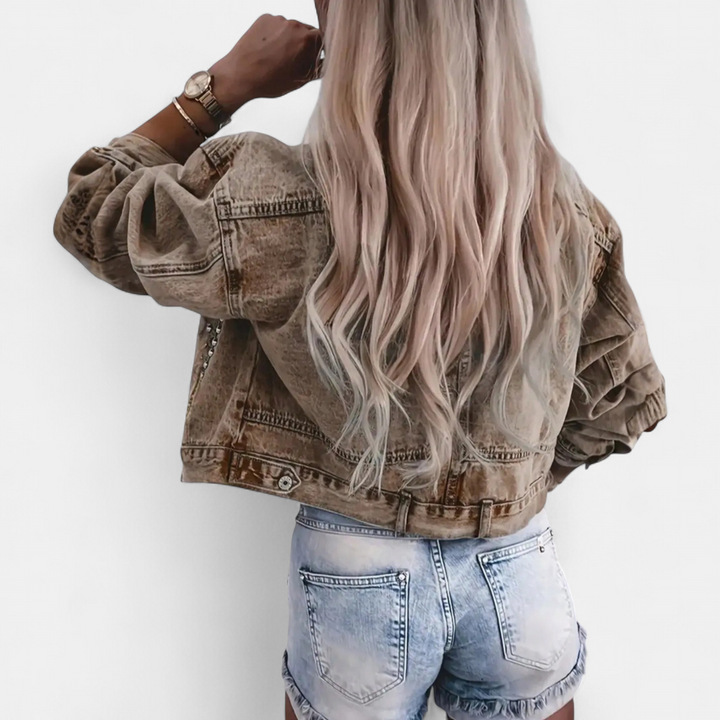 DECKER™ – Studded Lapel Rivet Denim Jacket