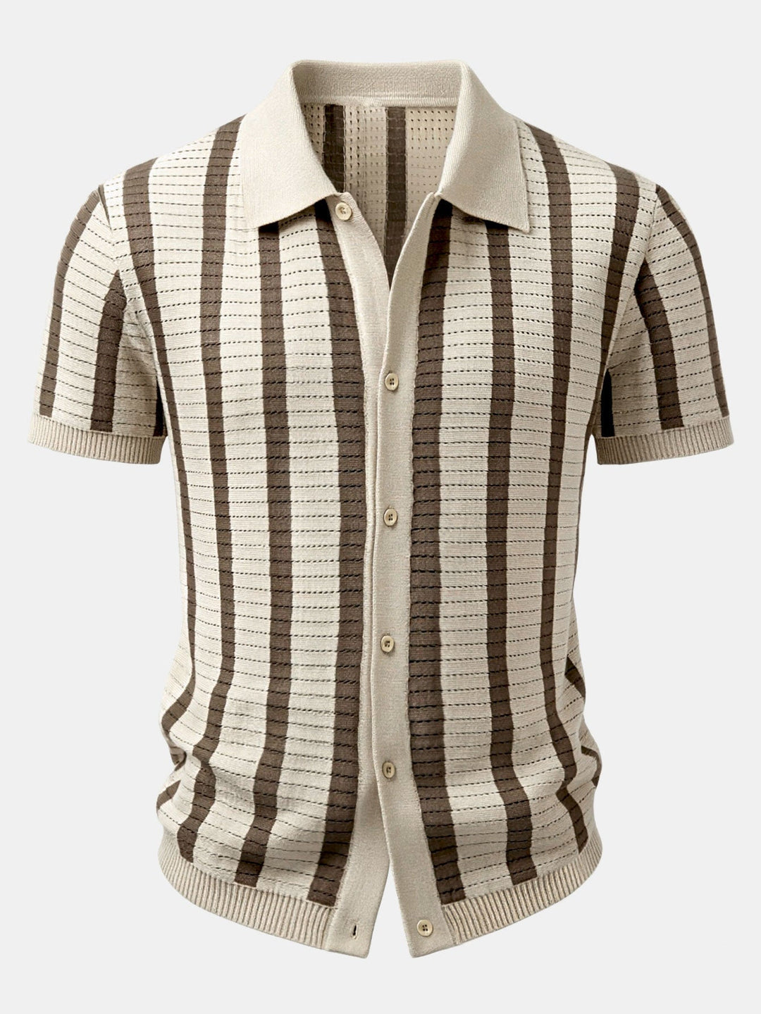 Aaron | Stripe Button Up Knit Shirt & Straight Leg Linen Pants