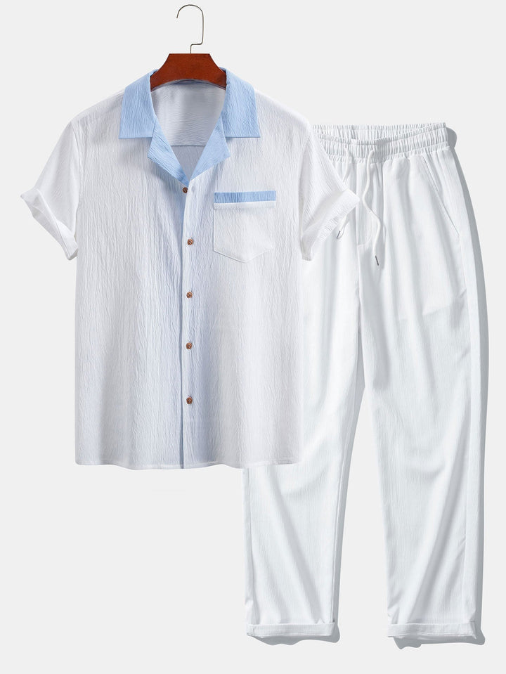 Lut | Textured Contrast Cuban Shirt & Straight Leg Pants