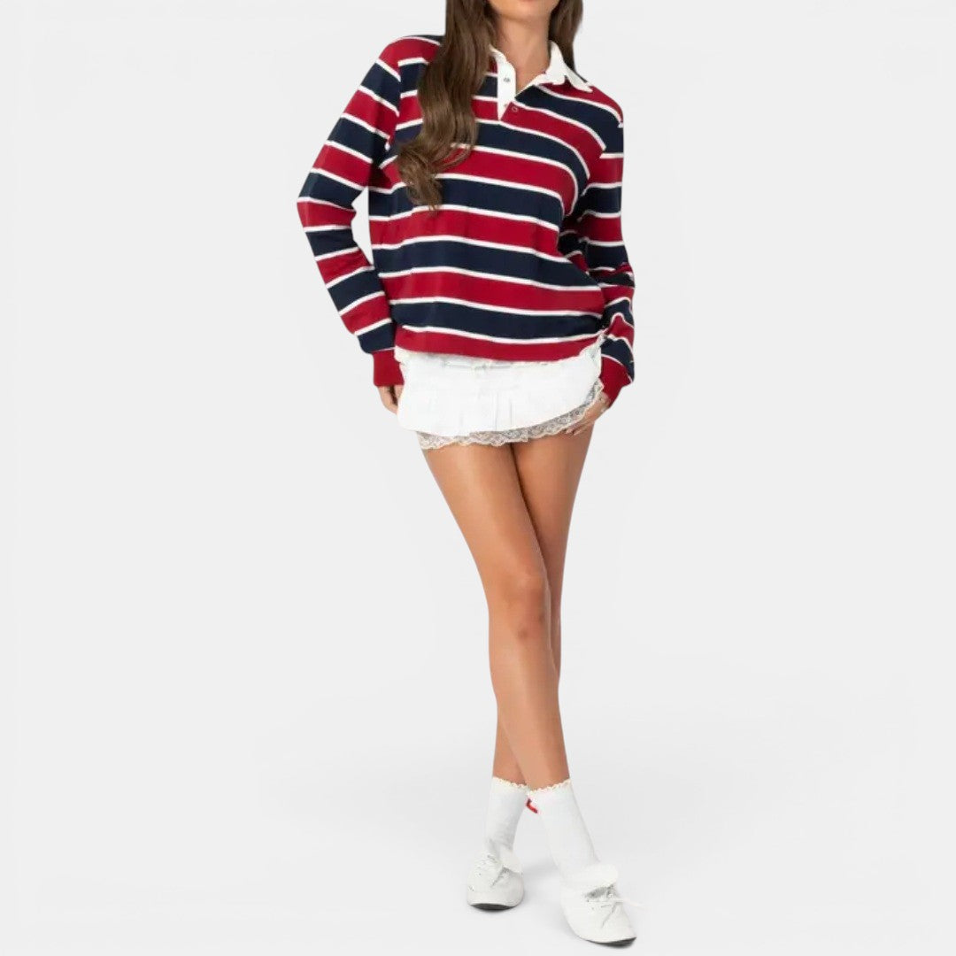 BRINDLE™ | Retro Striped Polo Collared Shirt