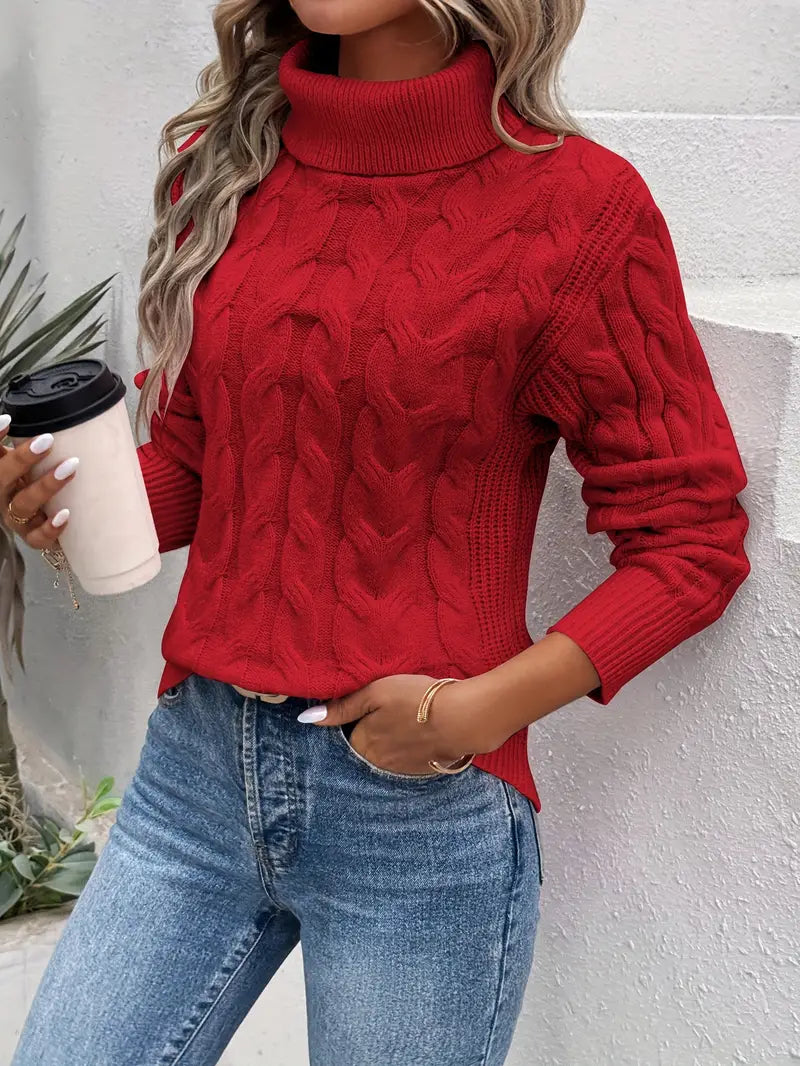 MAIKA™ | Cable Knit Turtleneck Sweater