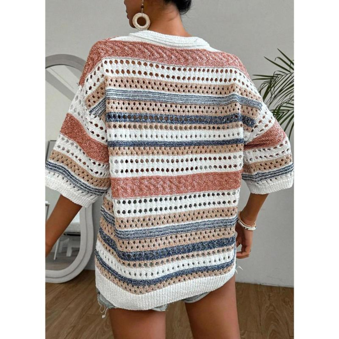 KELISE™ | Casual Striped Crochet V-Neck Summer Top