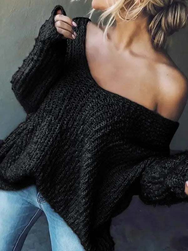 TELIKA™ | Comfy Drop Shoulder Long Sleeve Sweater