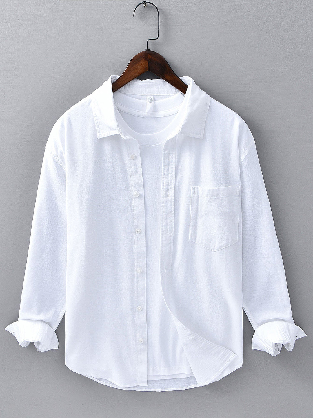 Alex | Long Sleeve Linen and Cotton Shirt with Pocket