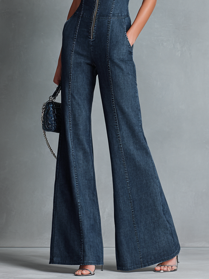 Lana | Sleeveless Jumpsuit with a Flared High Collar in Retro Style and a Zipper at the Front