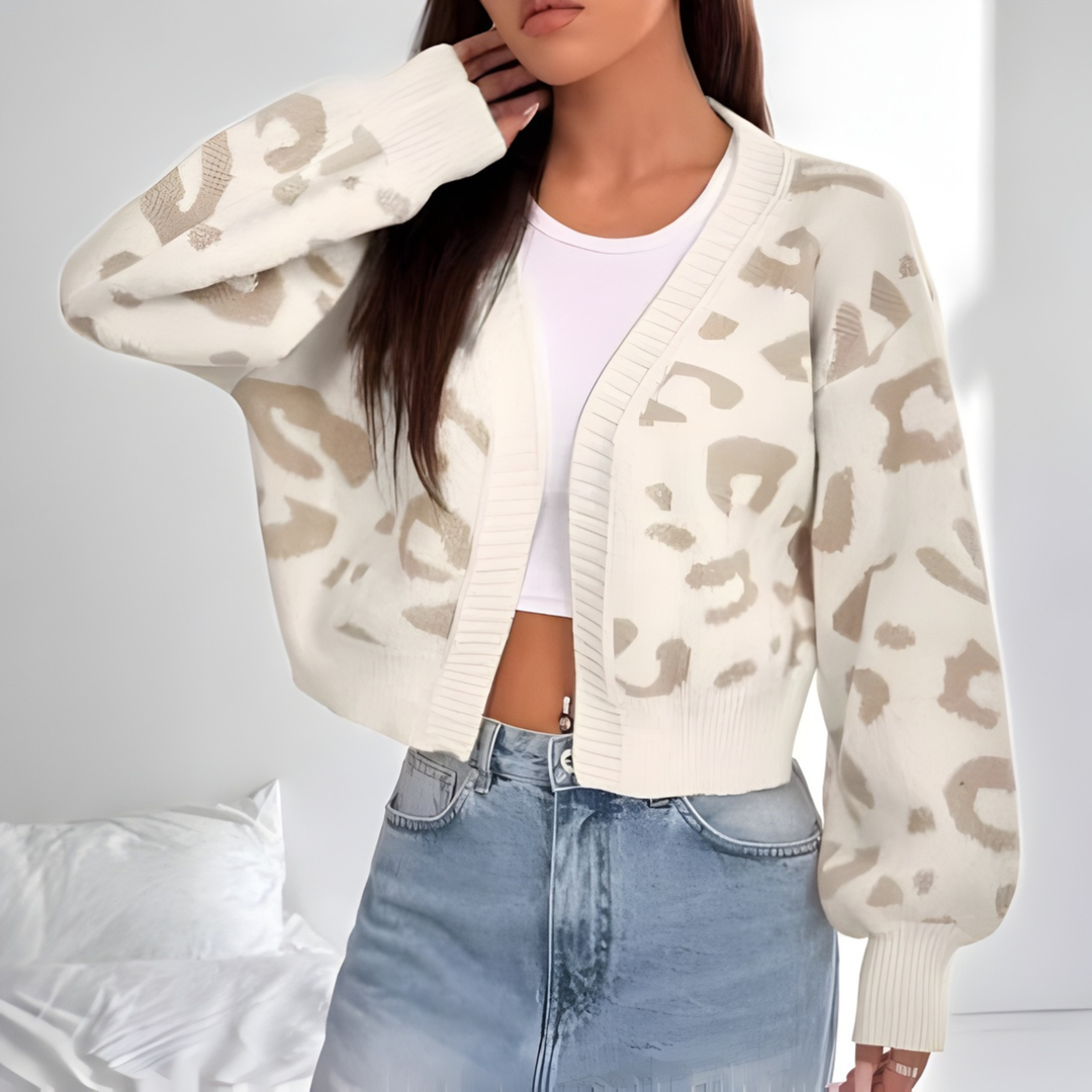 AVIA™ | Comfy Leopard Print Lantern Sleeve Cardigan