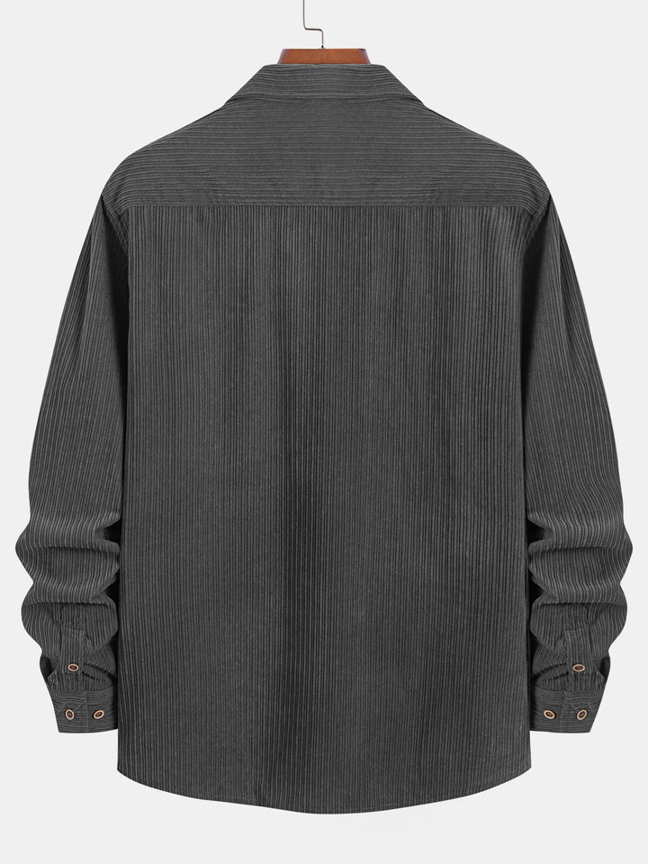 Ron | Long Sleeve Corduroy Shirt with Pocket and Buttons
