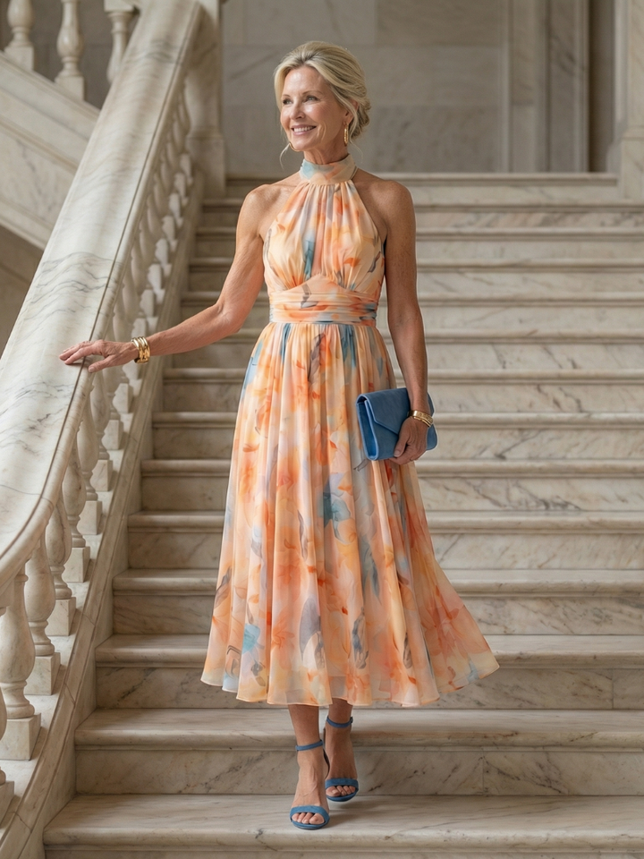 Elin | Soft Halter Neck Midi Dress