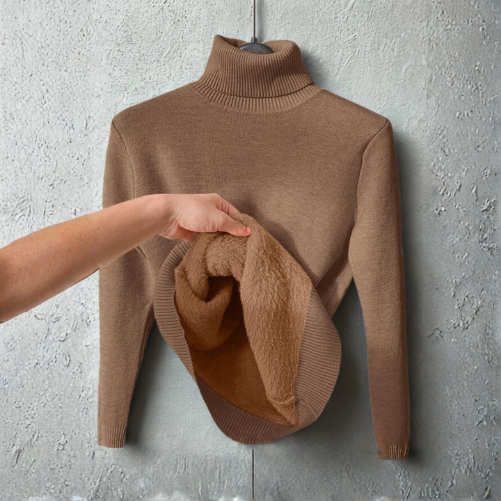 SCozy Plain Turtle Neck Long Sleeve Sweater