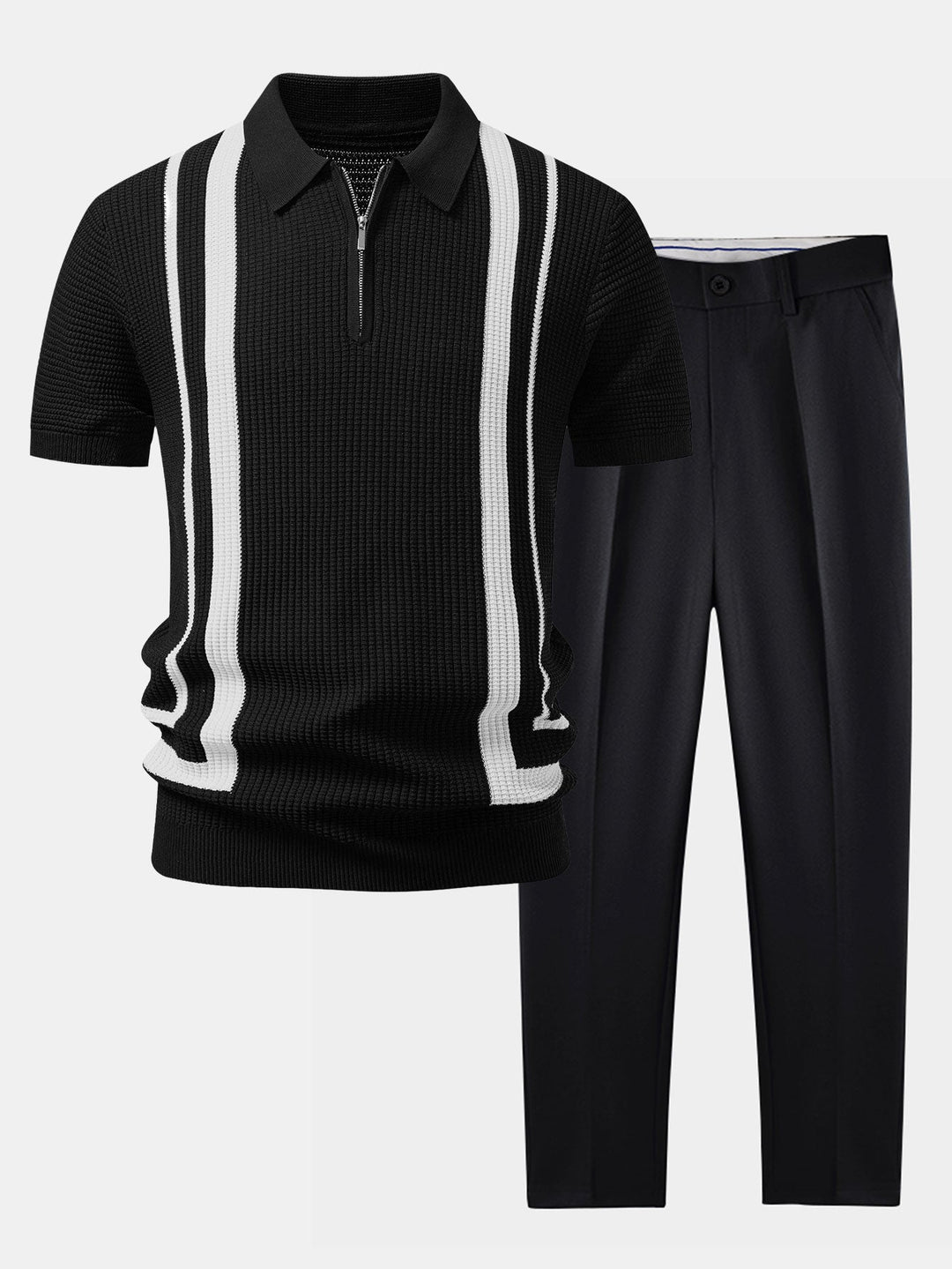 Bronny | Contrast Zipper Polo & Slim Fit Tapered Trousers