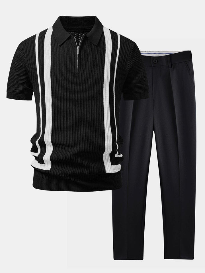 Bronny | Contrast Zipper Polo & Slim Fit Tapered Trousers