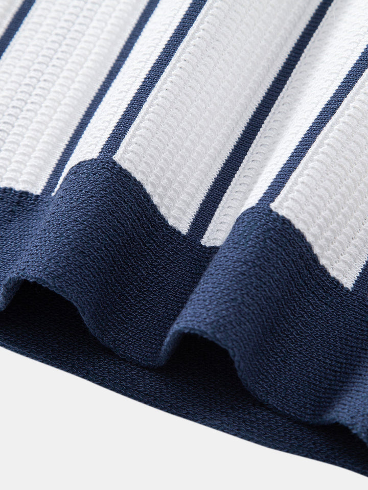 Sam | Striped Knit Button-Up Shirt