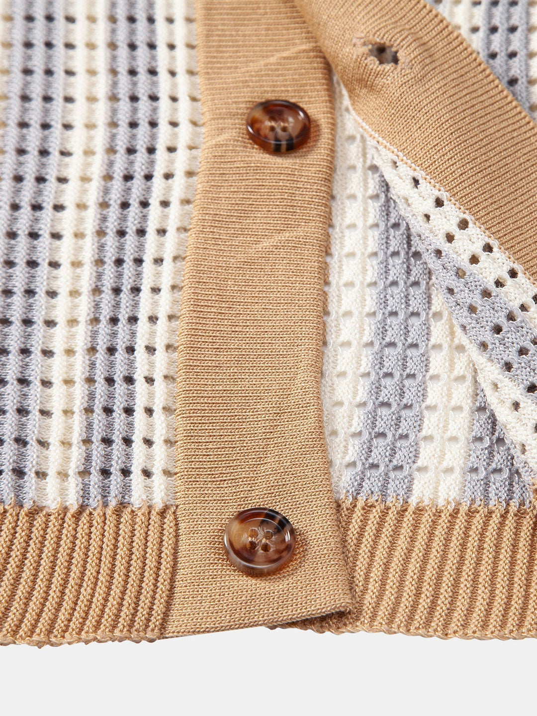Dan | Striped Eyelet Crochet Shirt