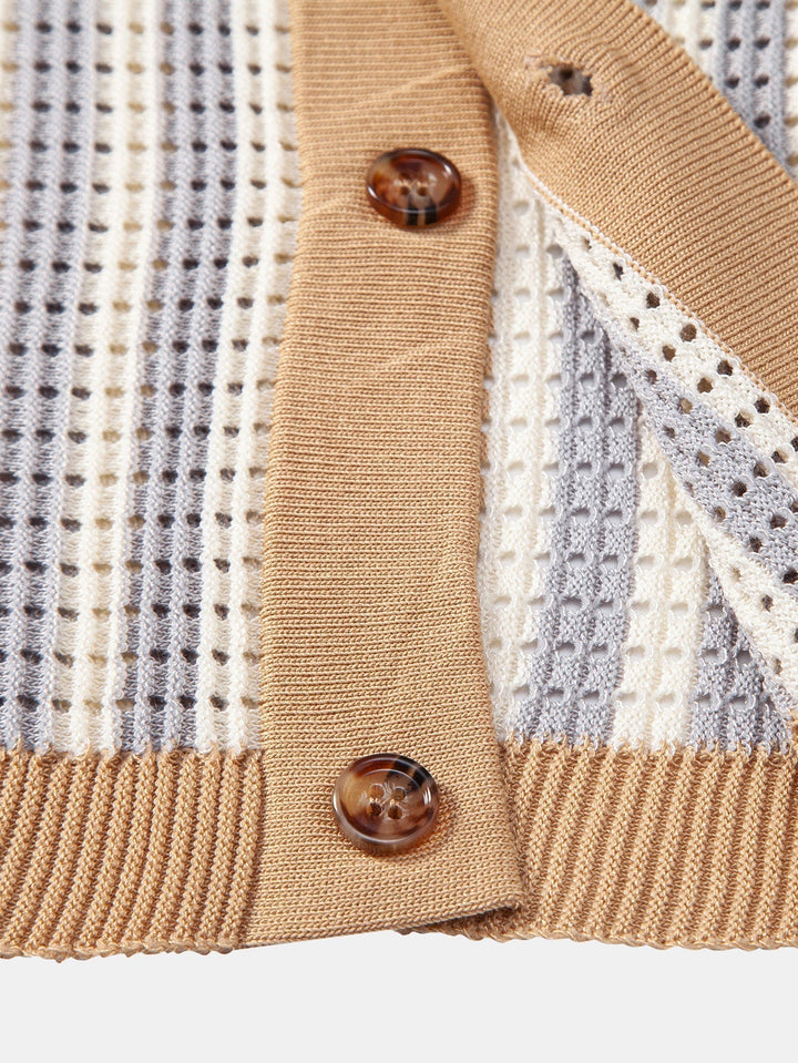 Dan | Striped Eyelet Crochet Shirt