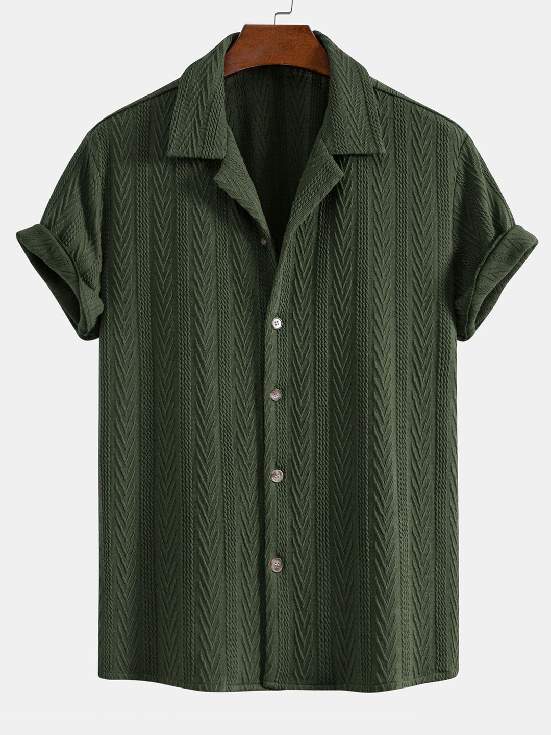 Donovan | Textuur Jacquard Cubaanse Shirt & Kreukel Textuur Rechte Pantalon