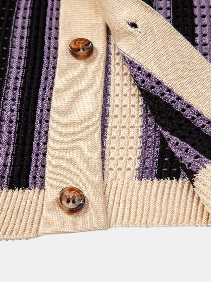 Dan | Striped Eyelet Crochet Shirt