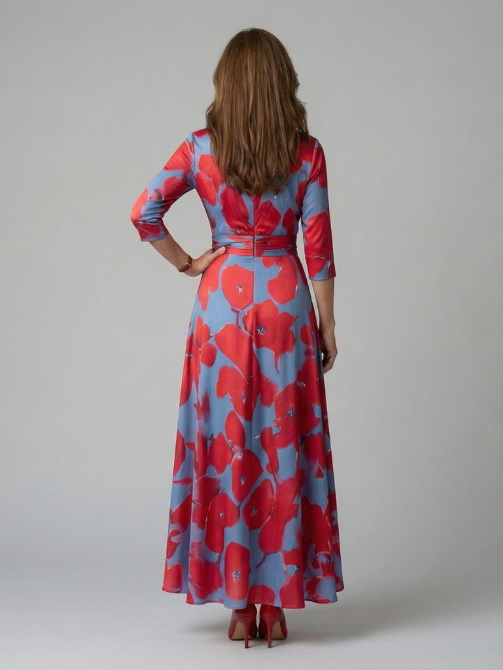 Celine | Midi Crossed Dress with Collar